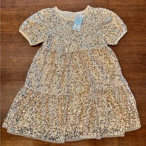 Cat & Jack Champagne Sequin Tulle Party Dress